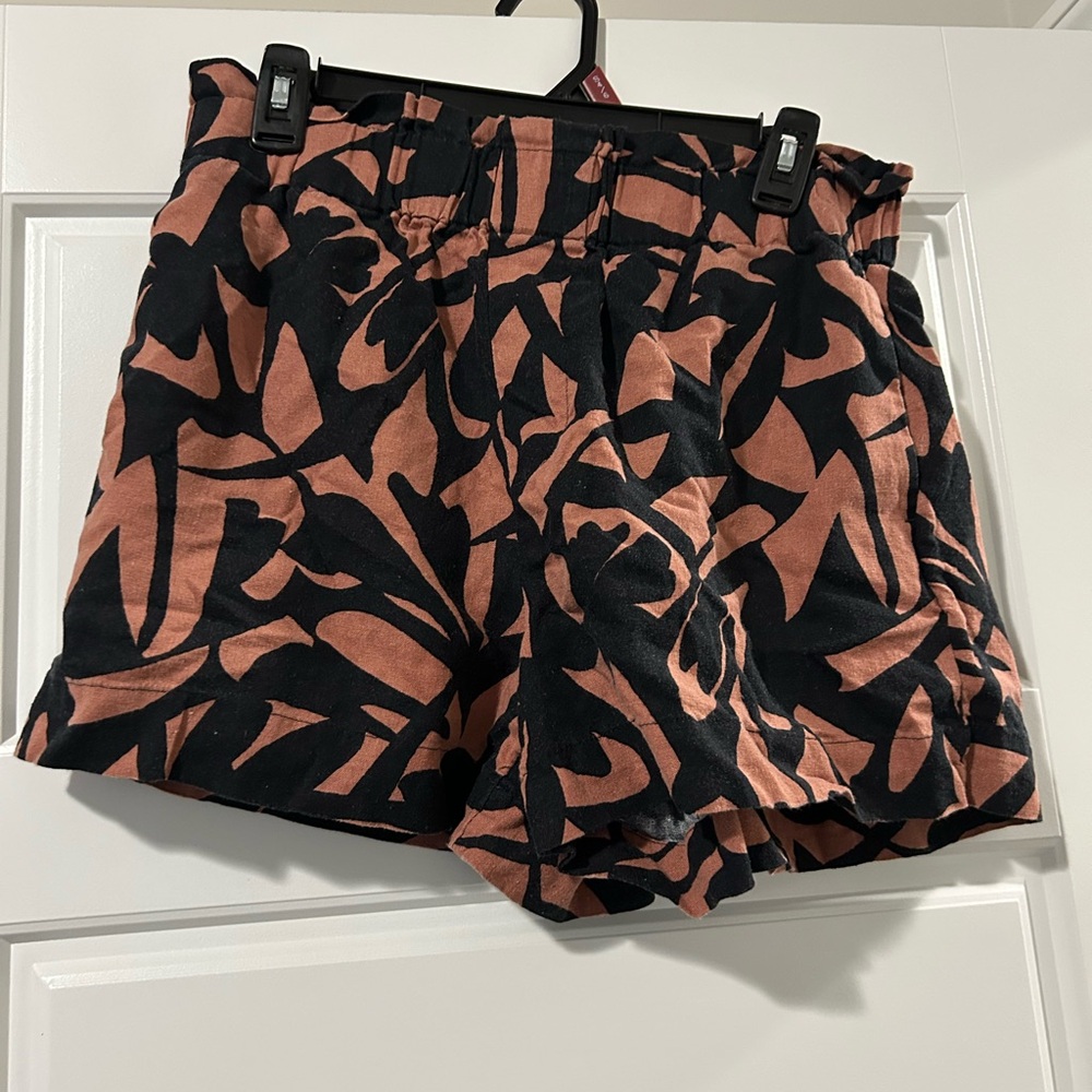 A New Day Black and Coral Abstract Shorts
